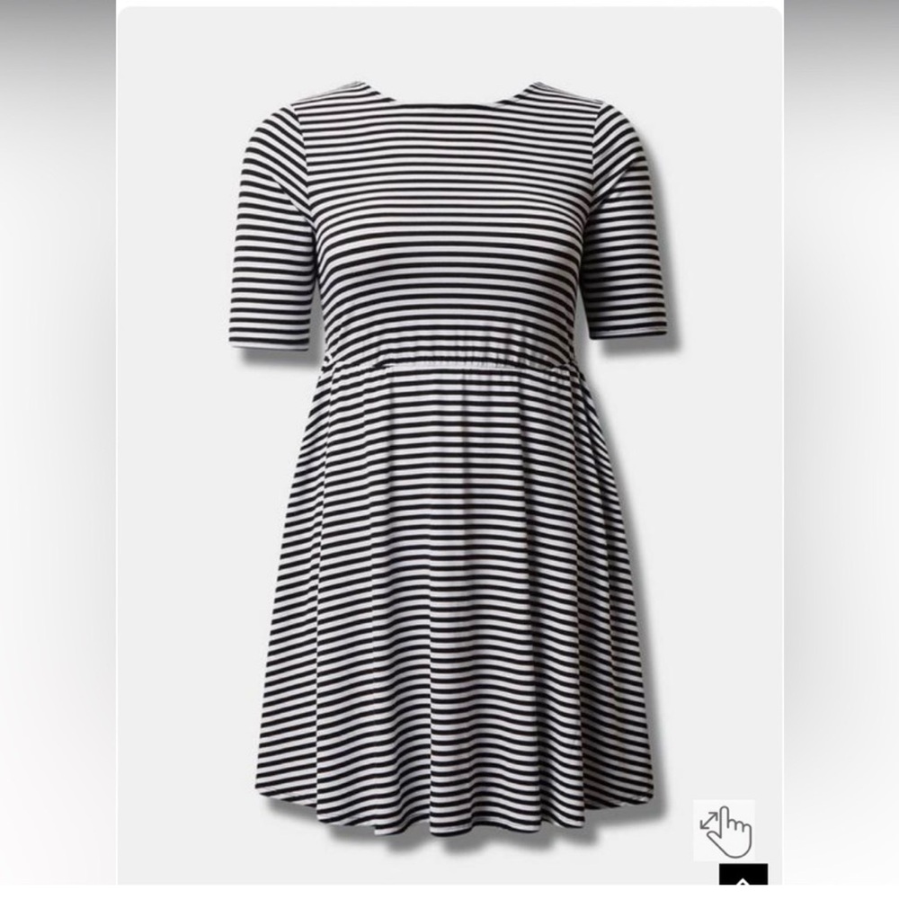 Elegant Black and White Striped Midi Dress
